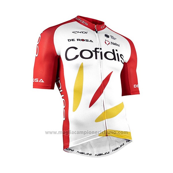 2021 Abbigliamento Ciclismo Cofidis Rosso Bianco Manica Corta e Salopette